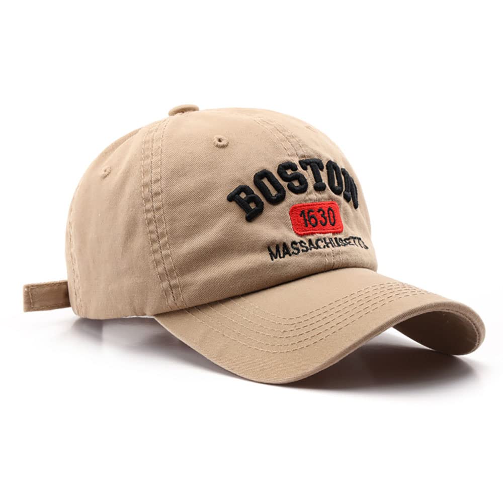 Boston Cap Unisex Baseball Cap Sun Hat Adjustable Trucker Cap (Khaki)